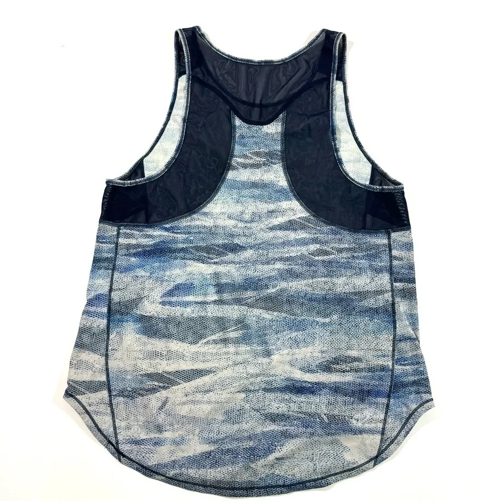 Lululemon Sculpt Tank II Mesh Scape Multi True Navy Blue Sleeveless